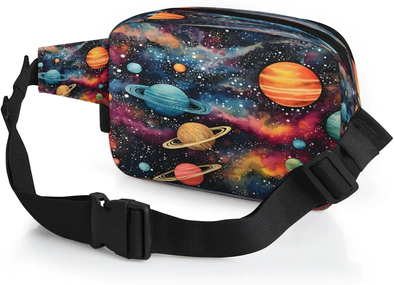 Cosmic Dreams Waterproof Unisex Square Fanny Pack, Adjustable Waist Bag with Pockets, Sturdy Lightweight Crossbody Bag for Travel, Running, Hiking (9x6.1x2.5 Inches)