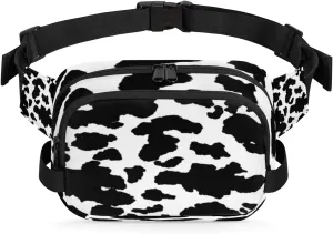 Cow Print Fanny Pack for Men Women Animal Cow Crossbody Waist Bag with Adjustable Strap, Waterproof Belt Bag for Travel Walking Running Hiking Cycling Outdoors Workout