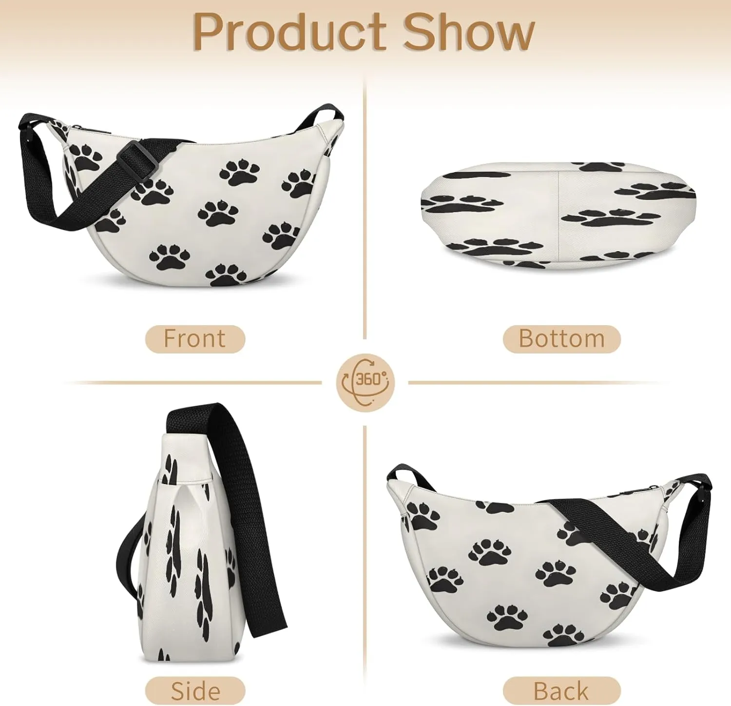 Crescent Crossbody Bag for Women Men, Lightweight Small Sling Hobos Dumpling Bag Crescent Purse, Crescent Moon Bags