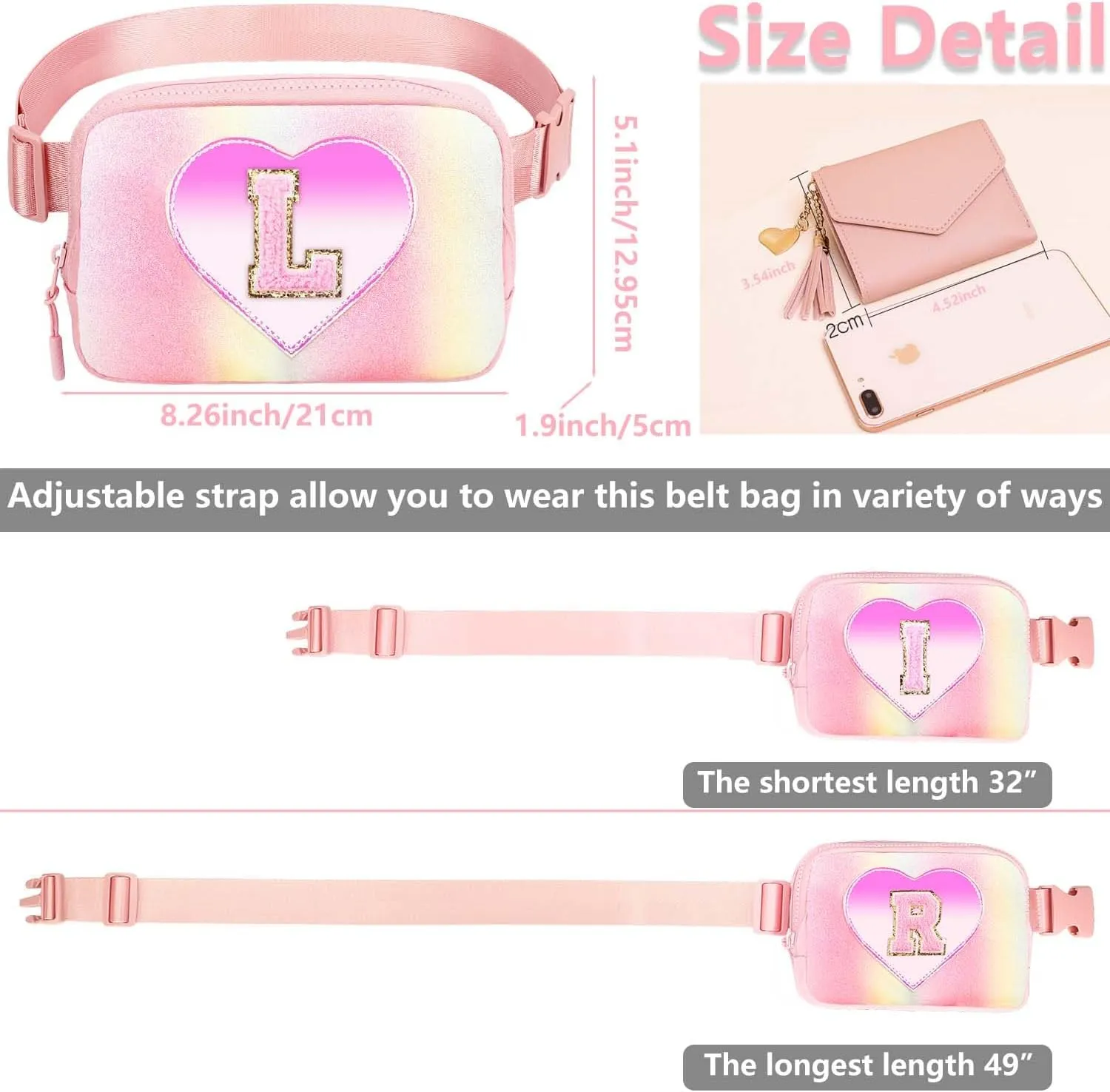 Crossbody Bag Belt Bag Fanny Pack with Initial Letter Patch Cute Stuff Birthday Gifts for Teenager Girls Cool Stuff for Teens Trendy Preppy Stuff for Teen Girls N
