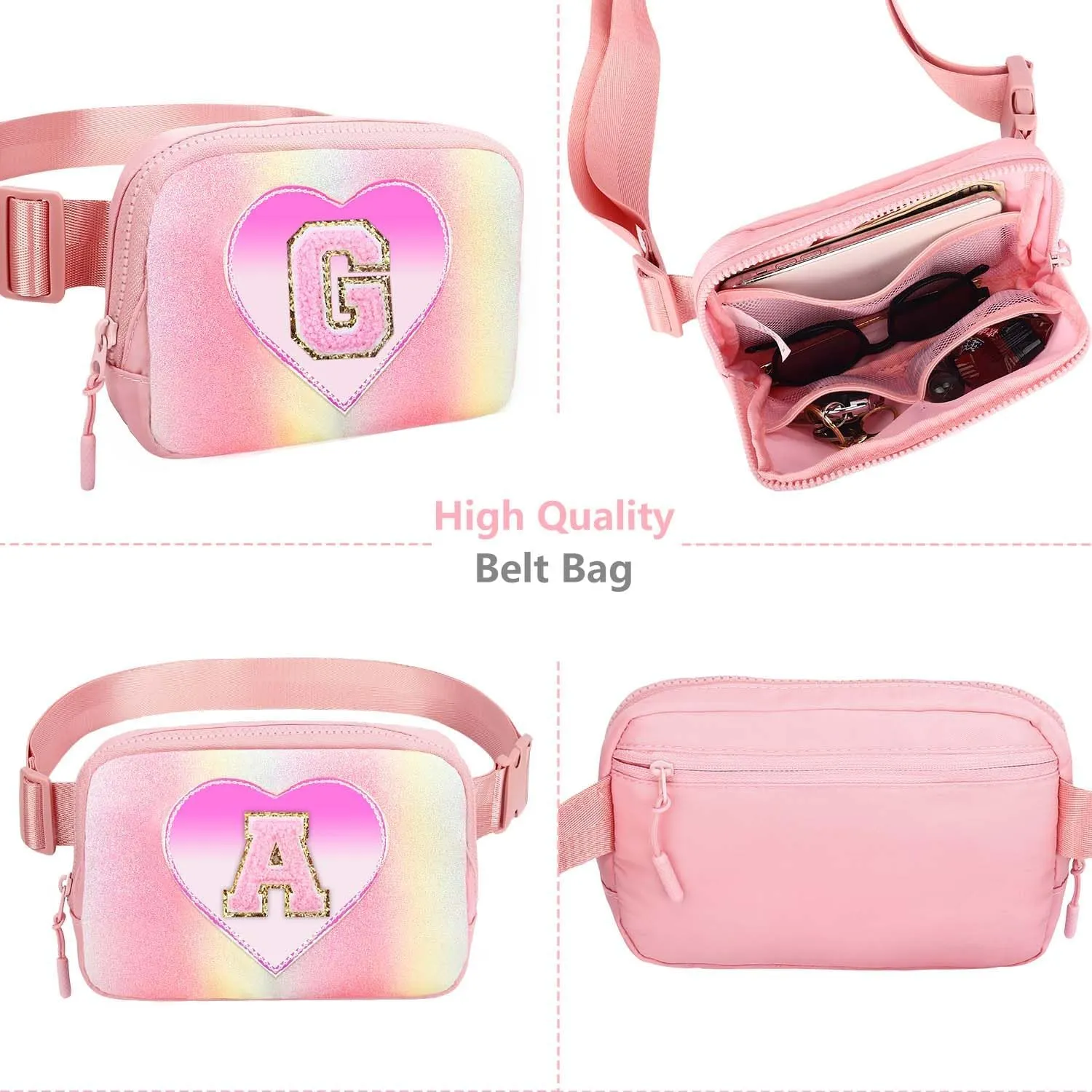Crossbody Bag Belt Bag Fanny Pack with Initial Letter Patch Cute Stuff Birthday Gifts for Teenager Girls Cool Stuff for Teens Trendy Preppy Stuff for Teen Girls N