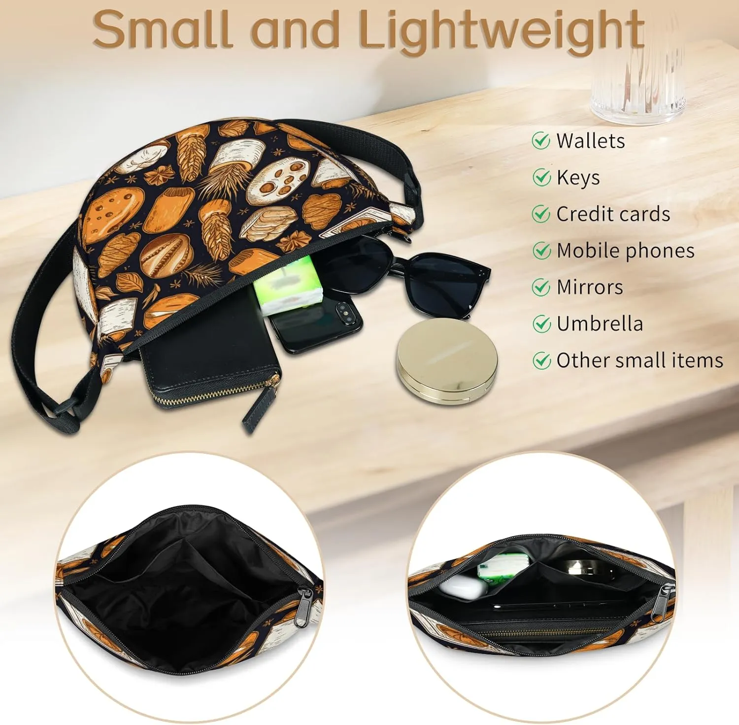 Crossbody Bag for Women Men, Lightweight Small Sling Hobos Dumpling Bag Crescent Purse, Crescent Moon Bag