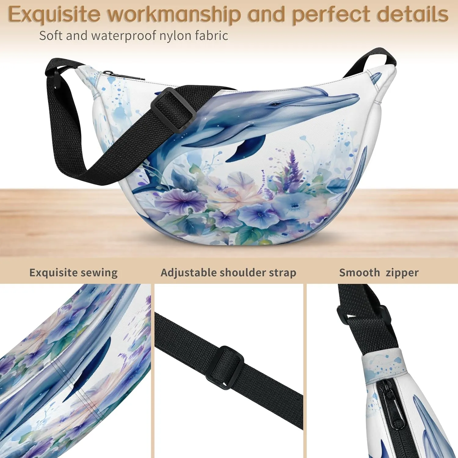 Crossbody Bag for Women Men, Lightweight Small Sling Hobos Dumpling Bag Crescent Purse, Crescent Moon Bag
