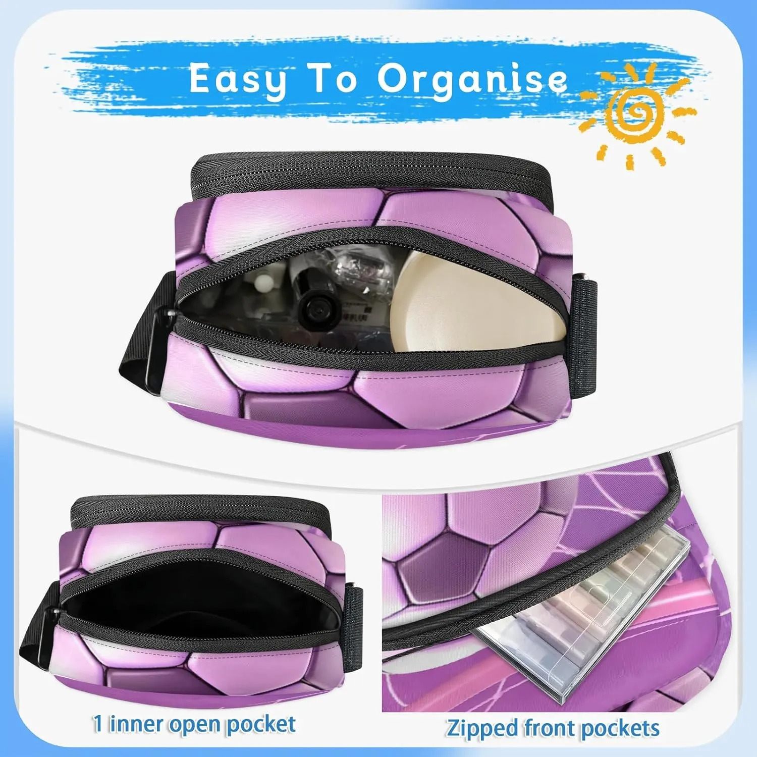 Crossbody Bag Small Sling Backpack Cute Football Shoulder Bags Chest Pack Cross Body Daypack Artistic Football Belt Purses for Travel Cycling Skating