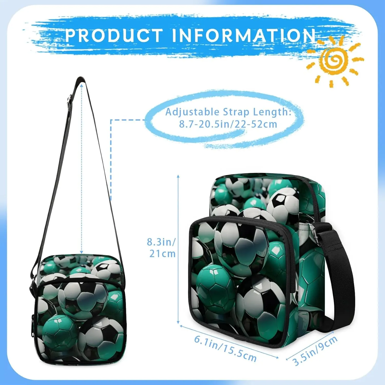 Crossbody Bag Small Sling Backpack Shoulder Bags Chest Pack Cross Body Daypack Artistic Football Belt Purse