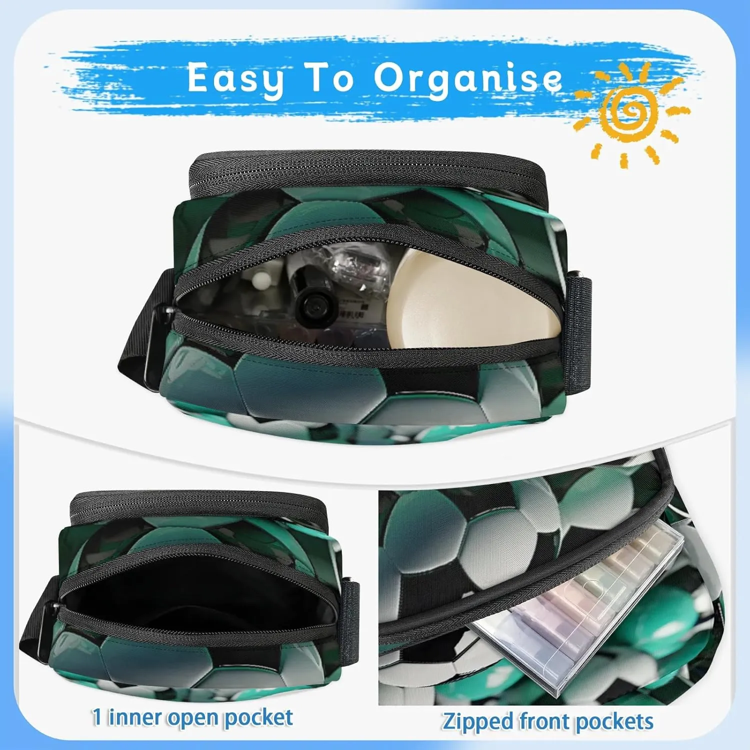 Crossbody Bag Small Sling Backpack Shoulder Bags Chest Pack Cross Body Daypack Artistic Football Belt Purse