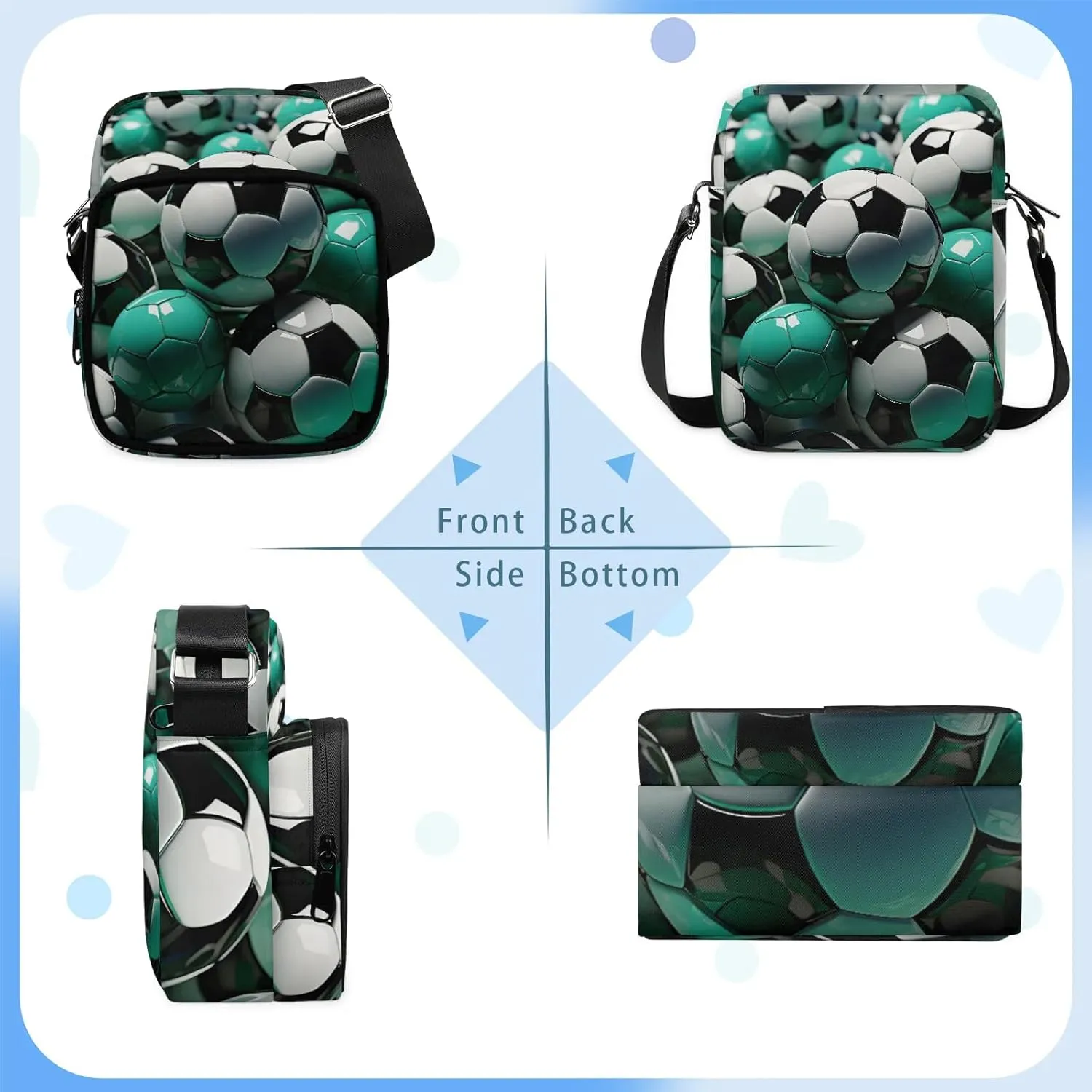 Crossbody Bag Small Sling Backpack Shoulder Bags Chest Pack Cross Body Daypack Artistic Football Belt Purse