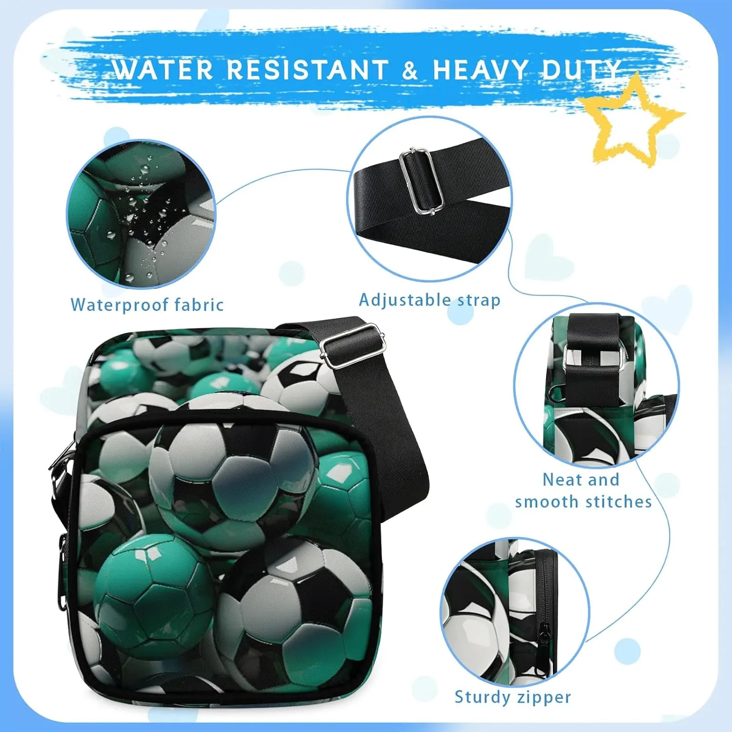 Crossbody Bag Small Sling Backpack Shoulder Bags Chest Pack Cross Body Daypack Artistic Football Belt Purse