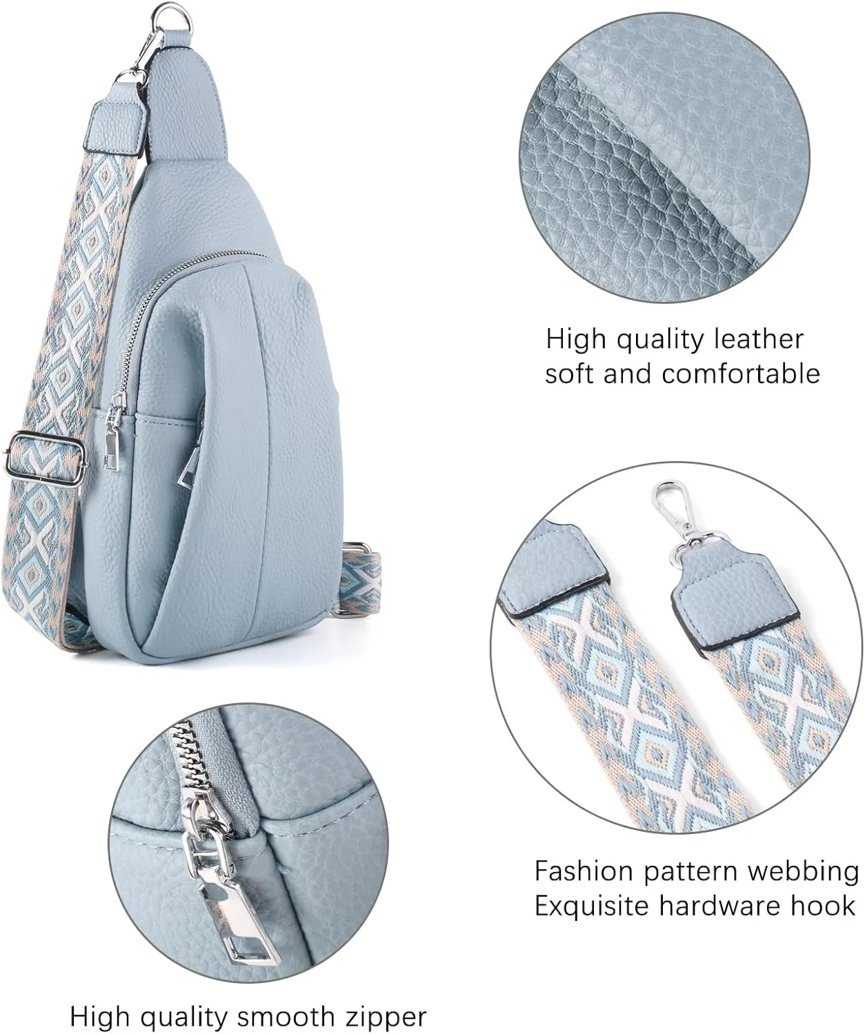 Crossbody Bags for Women,Sling Bag for Women,Fanny Packs Chest Bag for Work Travel Leather Sling Backpack