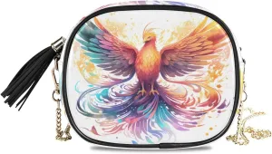 Crossbody Purse Small Crossbody Bags Shoulder Handbags Watercolor Phoenix for Women