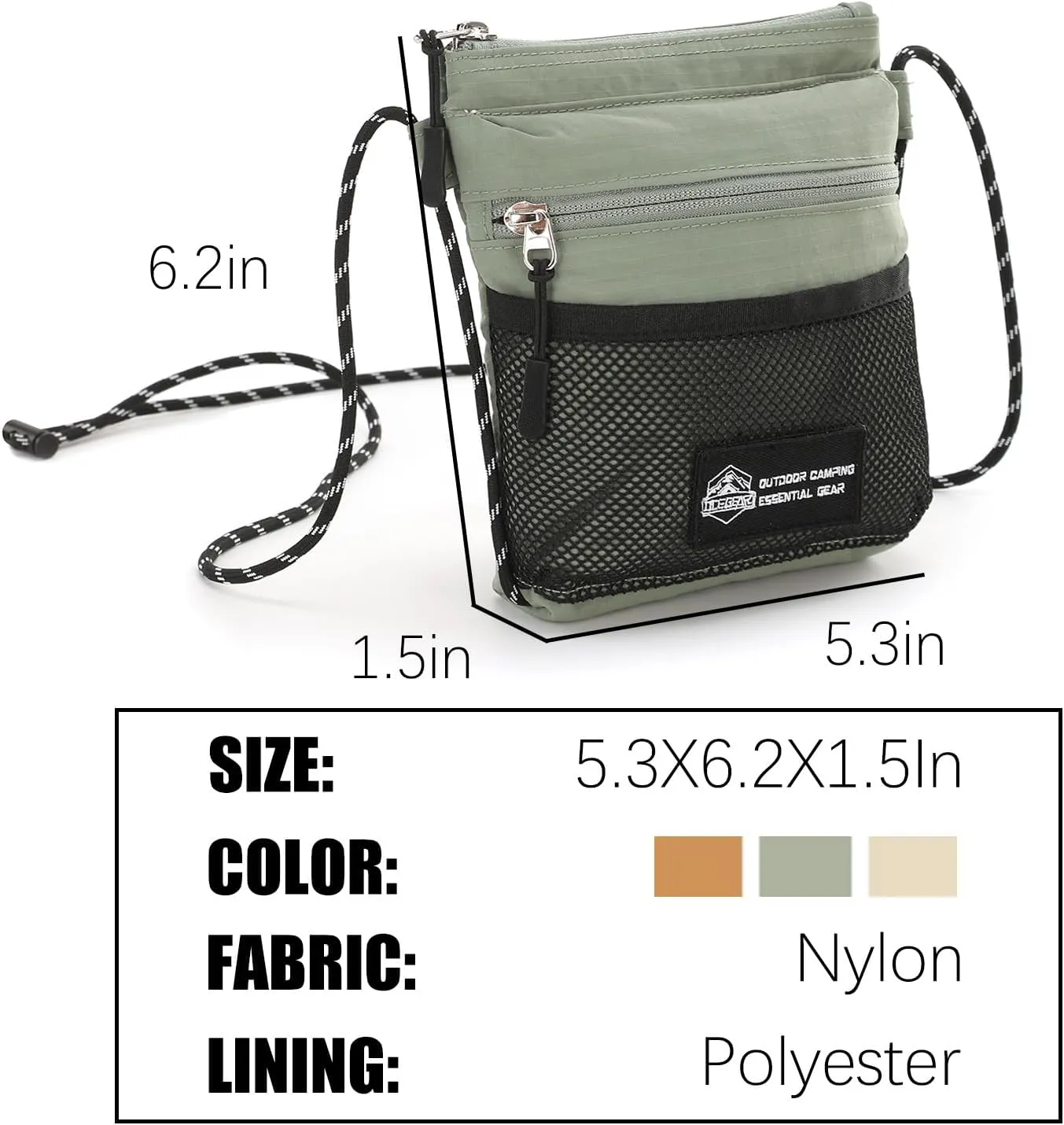 Crossbody Sling Bag for Women Men with Secure Elastic Strap - Smart Pocket Layout Shoulder Bag Urban Outdoor Travel