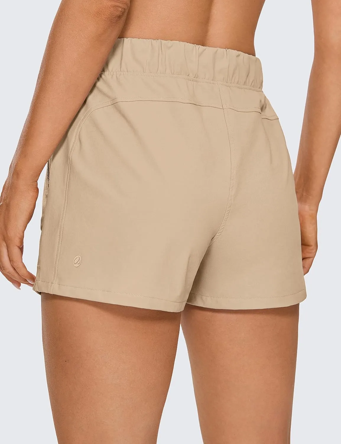 CRZ YOGA Women's Waterproof Stretch Hiking Shorts Mid Rise Summer for Outdoor Golf Workout with Zip Pockets Belt - 3''