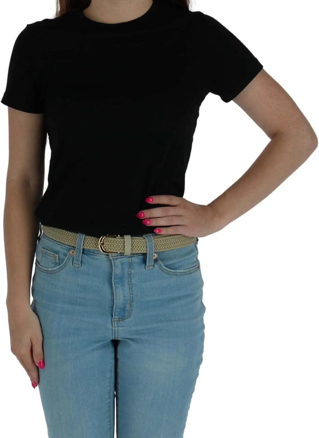 CTM® Women's Elastic Braided Stretch Belt