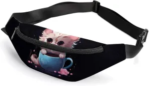Cup Cat in Teacup Belt Bag Waist Bag Pouch with Adjustable Strap Crossbody Bag for Women Men