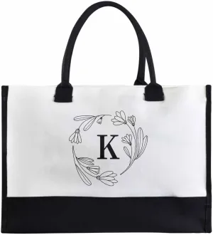 Custom Canvas Tote Bag for Women Personalized Name Shoulder Tote Beach Bag