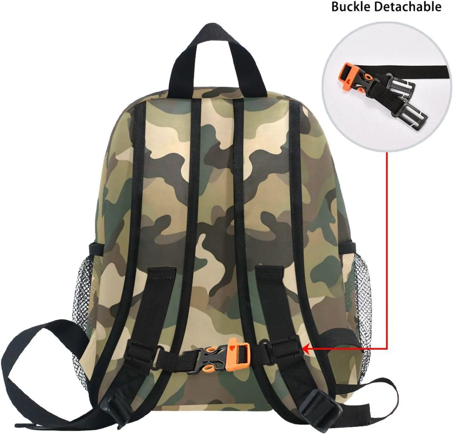 Custom Classic Camo Print Kids Backpack for Girls Boys, Caouflage Pattern Toddler Casual Daypack Backpacks, Personalized with Kid's Name Preschool School Bag, Children Travel Bookbag with Chest Strap