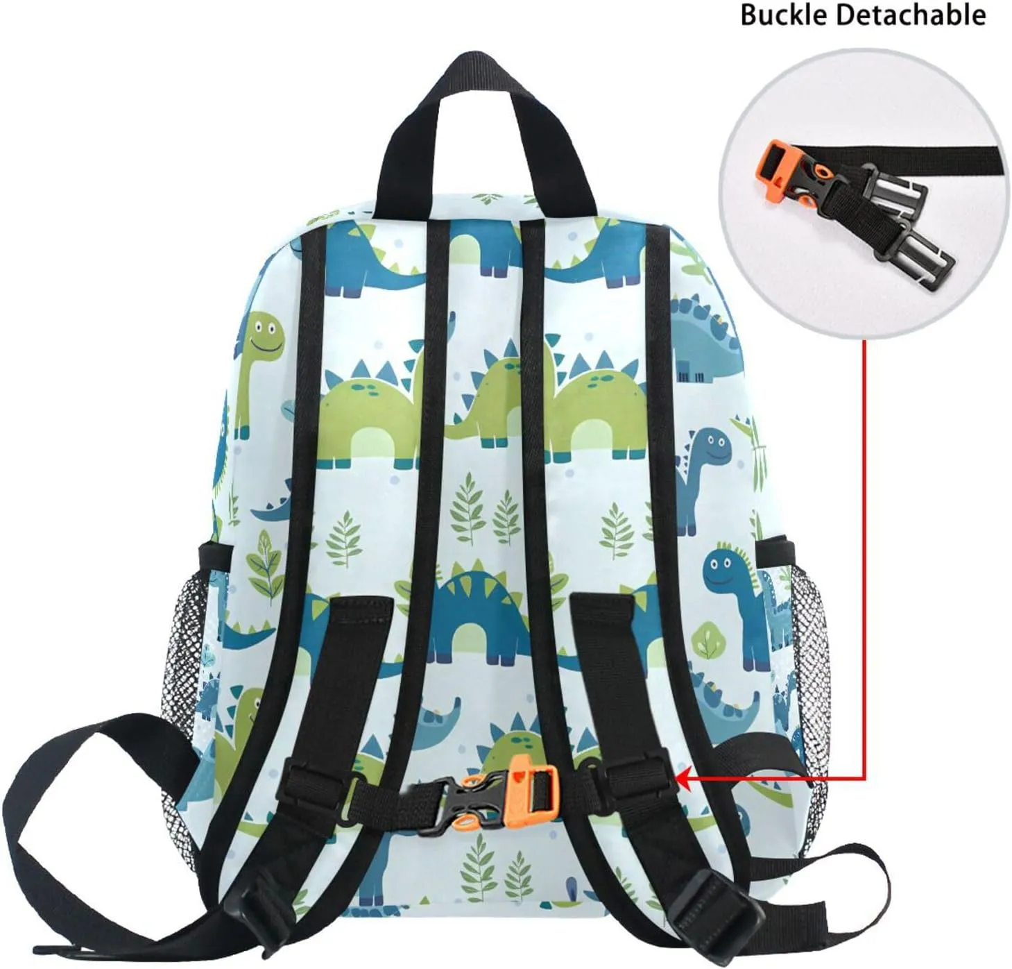 Custom Dino Palm Tree Kids Backpack for Girls Boys, Tropical Dinosaurs Toddler Casual Daypack Backpacks, Personalized with Kid's Name Preschool School Bag, Children Travel Bookbag with Chest Strap