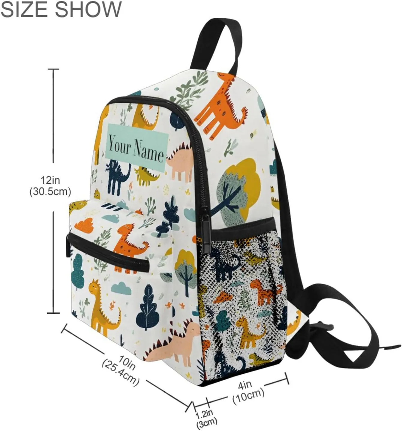 Custom Dinosaur Animal Tree Kids Backpack for Girls Boys, Colorful Dino Toddler Casual Daypack Backpacks, Personalized with Kid's Name Preschool School Bag, Children Travel Bookbag with Chest Strap