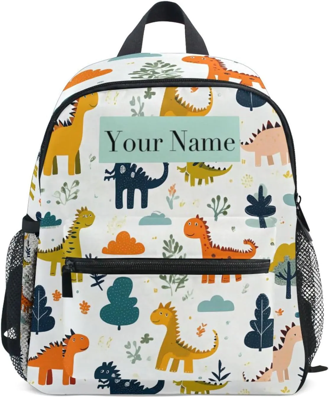 Custom Dinosaur Animal Tree Kids Backpack for Girls Boys, Colorful Dino Toddler Casual Daypack Backpacks, Personalized with Kid's Name Preschool School Bag, Children Travel Bookbag with Chest Strap