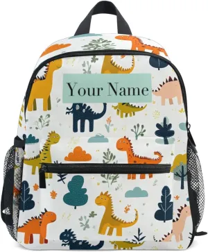 Custom Dinosaur Animal Tree Kids Backpack for Girls Boys, Colorful Dino Toddler Casual Daypack Backpacks, Personalized with Kid's Name Preschool School Bag, Children Travel Bookbag with Chest Strap