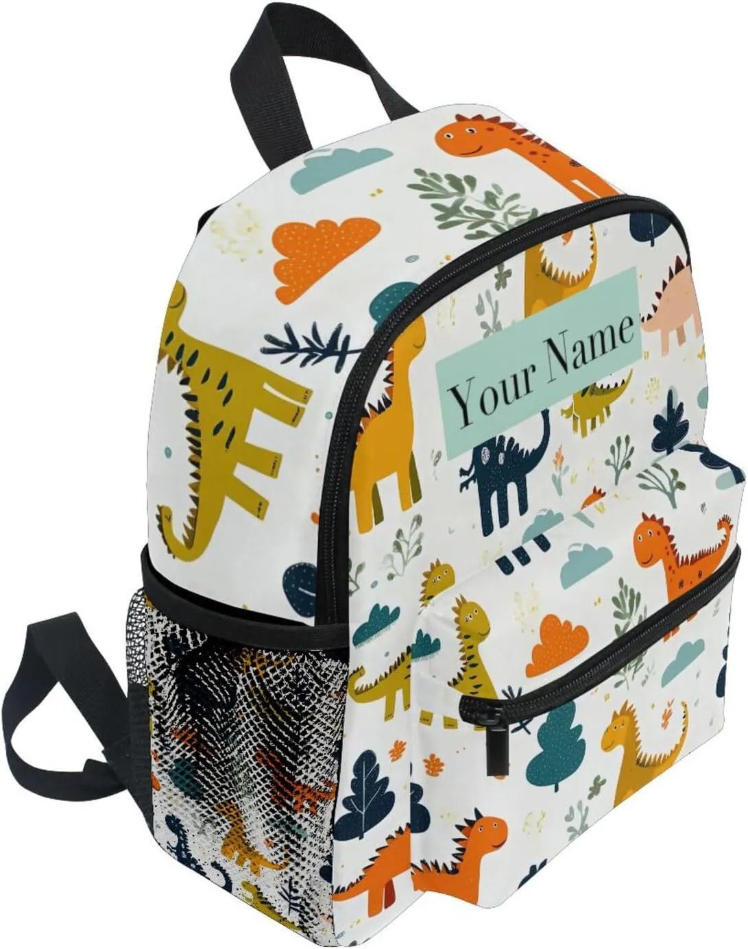 Custom Dinosaur Animal Tree Kids Backpack for Girls Boys, Colorful Dino Toddler Casual Daypack Backpacks, Personalized with Kid's Name Preschool School Bag, Children Travel Bookbag with Chest Strap