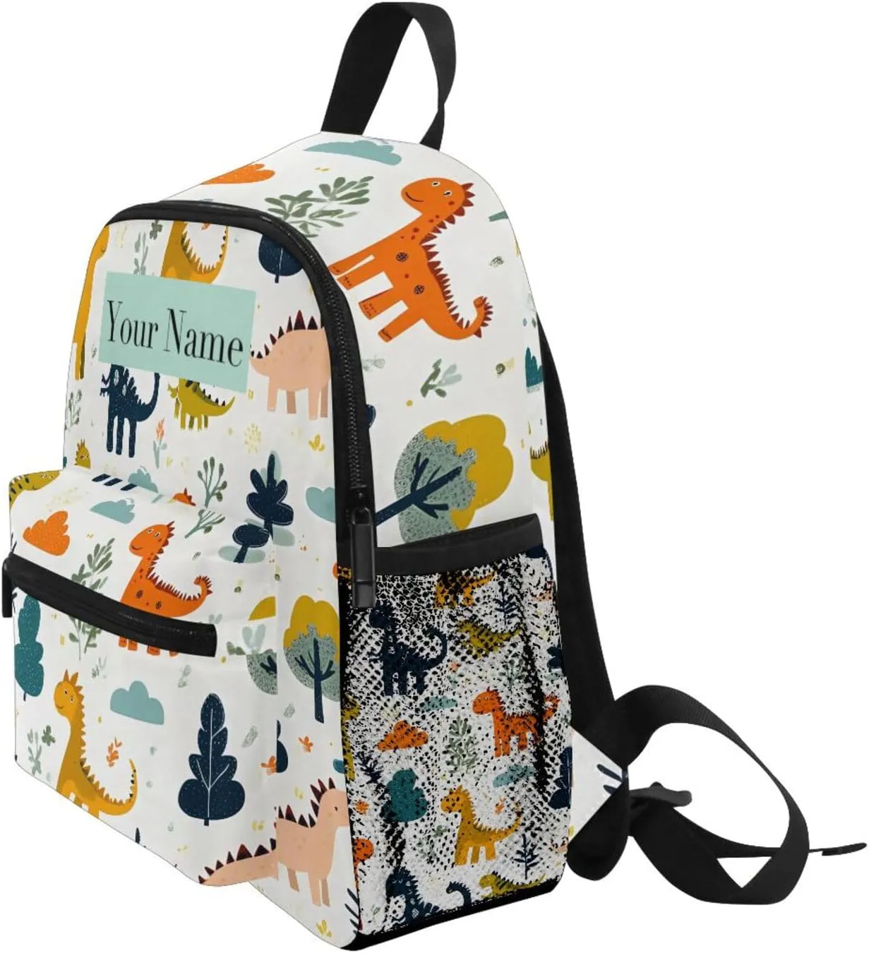 Custom Dinosaur Animal Tree Kids Backpack for Girls Boys, Colorful Dino Toddler Casual Daypack Backpacks, Personalized with Kid's Name Preschool School Bag, Children Travel Bookbag with Chest Strap