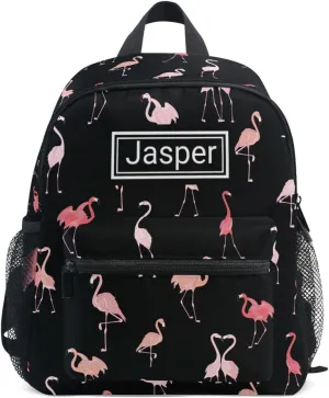 Custom Kid's Name Toddler Backpack for Boys Girls Flamingo Pattern Personalized Daycare Preschool Kindergarten Bookbag S