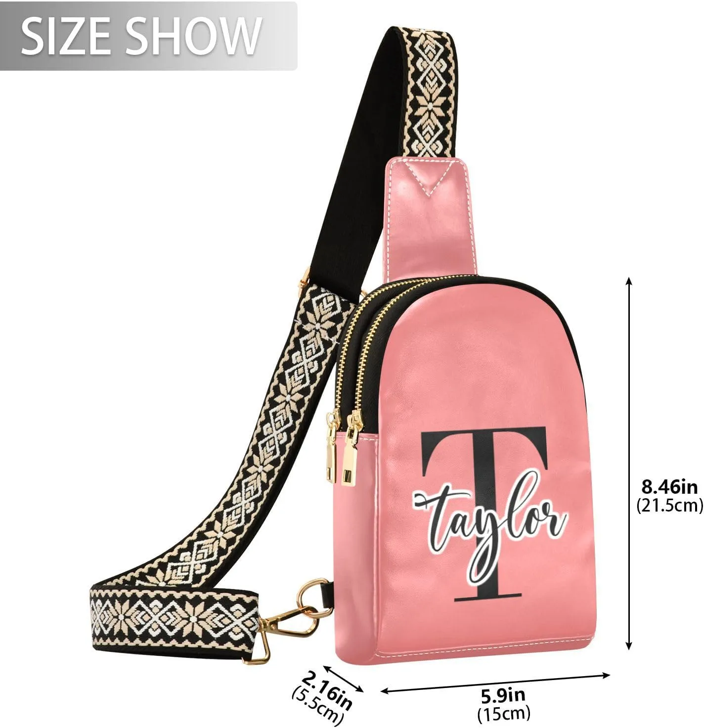 Custom Light Coral Sling Bag for Women Personalized Leather Crossbody Bags Fanny Pack Crossbody Side Bag with Adjustable Strap for Women Anti Theft
