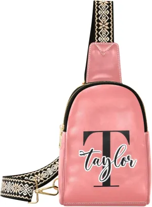 Custom Light Coral Sling Bag for Women Personalized Leather Crossbody Bags Fanny Pack Crossbody Side Bag with Adjustable Strap for Women Anti Theft