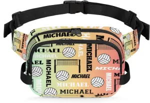 Custom Name Volleyball Waist Packs for Women Men, Personalized Belt Bag Crossbody Fanny Pack with Adjustable Strap for Sports Workout Running, Colorful