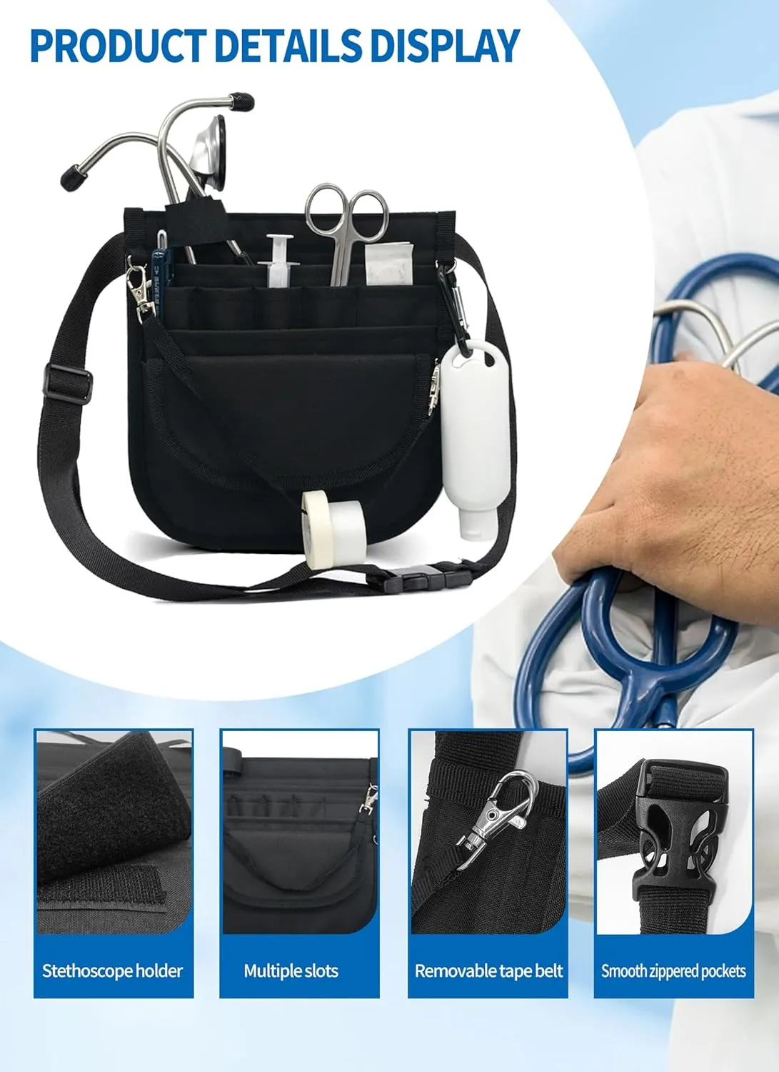 Customizable Nurse Fanny Pack, Personalised Tool Bag for Women & Men, Multi Compartment Medical Pack for Emergency Nursing Supplies