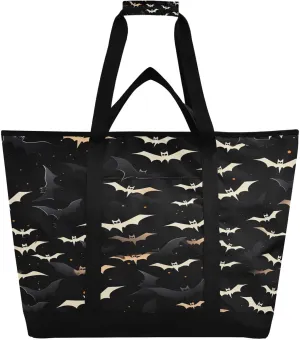 Cute Bat Reusable Insulated Lunchbox Cooler Bag, Leakproof Kitchen Grocery Bag Collapsible Portable Cooler Tote Bag for Picnic, Camping, Office, Travel