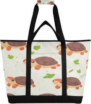 Cute Cartoon Turtle Reusable Insulated Lunchbox Cooler Bag, Leakproof Kitchen Grocery Bag Collapsible Portable Cooler Tote Bag for Picnic, Camping, Office, Travel