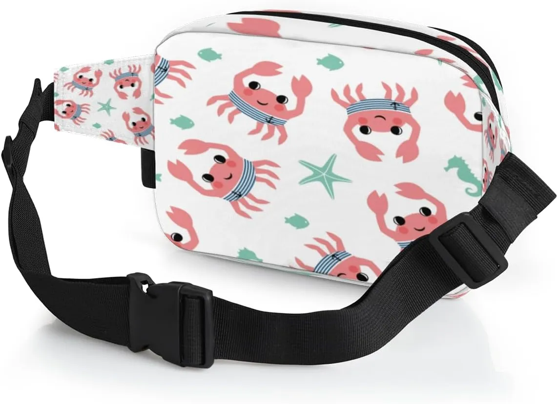 Cute Crabs Durable Waterproof Fanny Pack with Double Zipper Closure - Organize Your Essentials with Ease - Lightweight and Comfortable for Men and Women