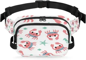 Cute Crabs Durable Waterproof Fanny Pack with Double Zipper Closure - Organize Your Essentials with Ease - Lightweight and Comfortable for Men and Women