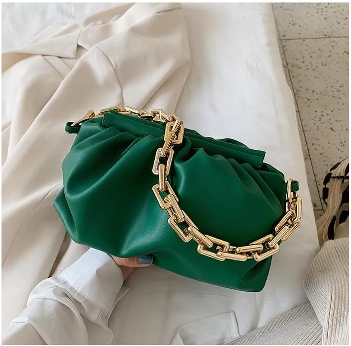 Cute Crossbody Handbag for Women, Crossbody Bag Kawaii Puffy Shoulder Handbags Fashion Puff Sling Purse Shoulder Bag (green)