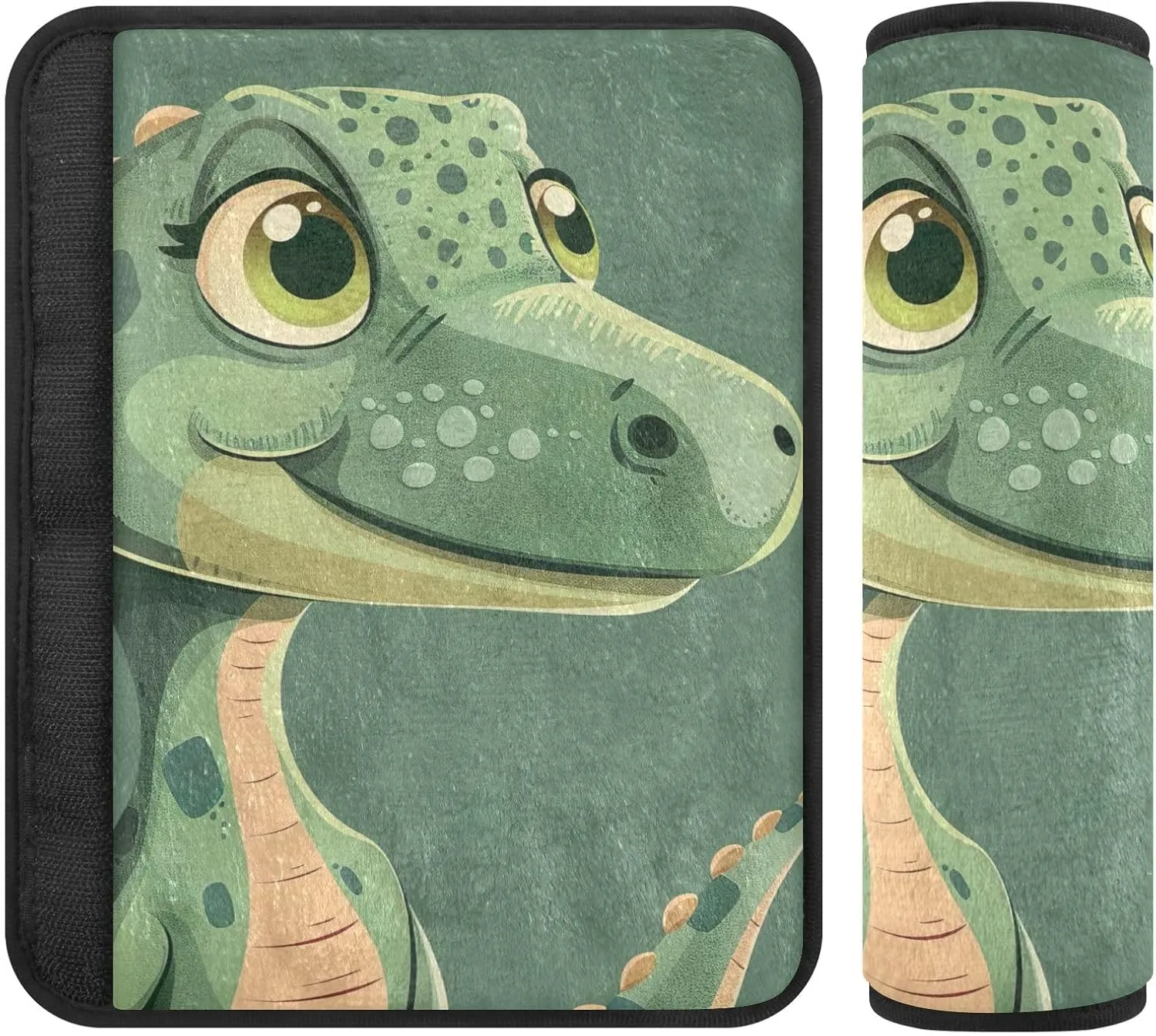 Cute Dinosaur Green Seat Belt Covers Strap Pad Shoulder Bag Padded Seatbelt Covers Women