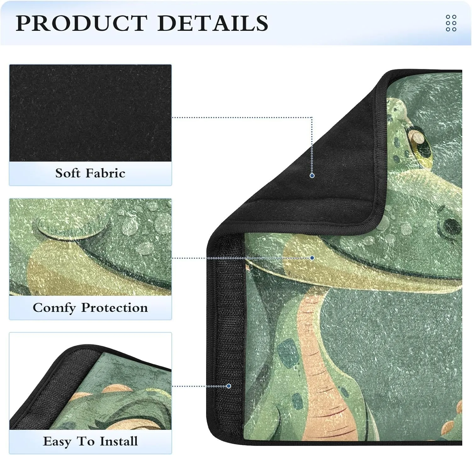 Cute Dinosaur Green Seat Belt Covers Strap Pad Shoulder Bag Padded Seatbelt Covers Women