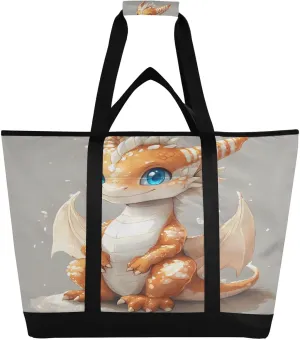 Cute Dragon Reusable Insulated Lunchbox Cooler Bag, Leakproof Kitchen Grocery Bag Collapsible Portable Cooler Tote Bag for Picnic, Camping, Office, Travel