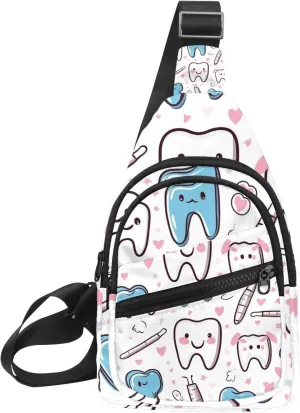 Cute Teeth Sling Bag for Women Men Backpack Fanny Pack Crossbody Chest Travel Shoulder Belt Bags Purse Handbag