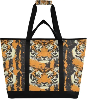 Cute Tigers Reusable Insulated Lunchbox Cooler Bag, Leakproof Kitchen Grocery Bag Collapsible Portable Cooler Tote Bag for Picnic, Camping, Office, Travel