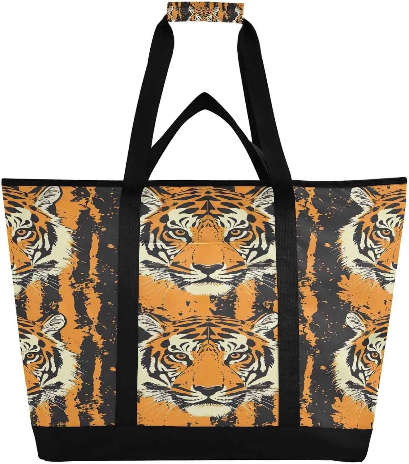 Cute Tigers Reusable Insulated Lunchbox Cooler Bag, Leakproof Kitchen Grocery Bag Collapsible Portable Cooler Tote Bag for Picnic, Camping, Office, Travel