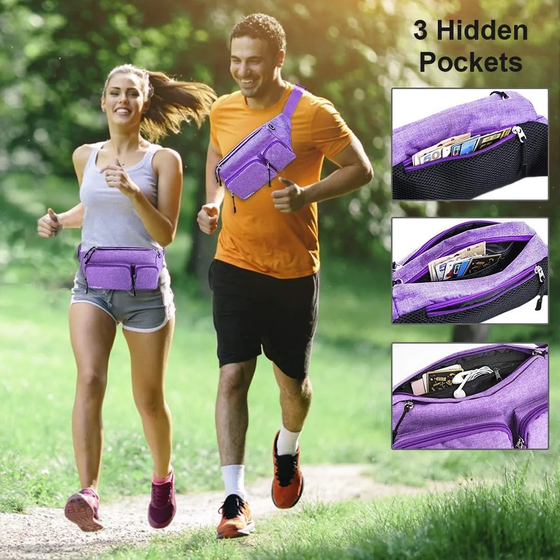 CXWMZY Fanny Packs For Women & Men, Waist Bag Hip Bum Bag Strap Extension Large Capacity Easy Carry Any Phone Passport Wallet for Outdoors Workout Traveling Casual Running Hiking Cycling Dog Walking