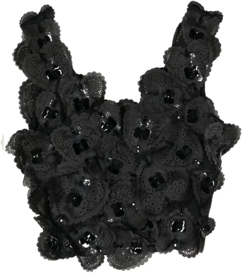 Cynthia Rowley Elle Embellished Heart Top (US, Alpha, Small, Regular, Regular, Black)