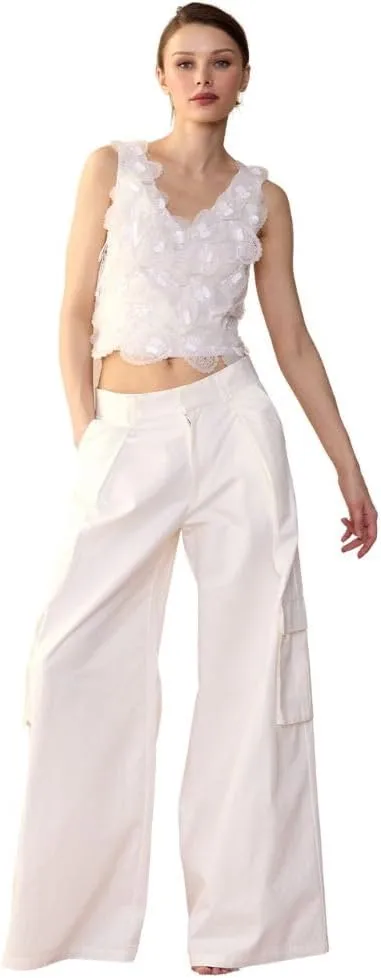 Cynthia Rowley Elle Embellished Heart Top (US, Alpha, Small, Regular, Regular, White)