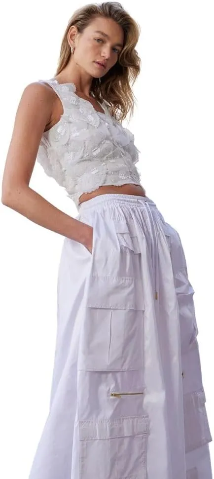 Cynthia Rowley Elle Embellished Heart Top (US, Alpha, Small, Regular, Regular, White)