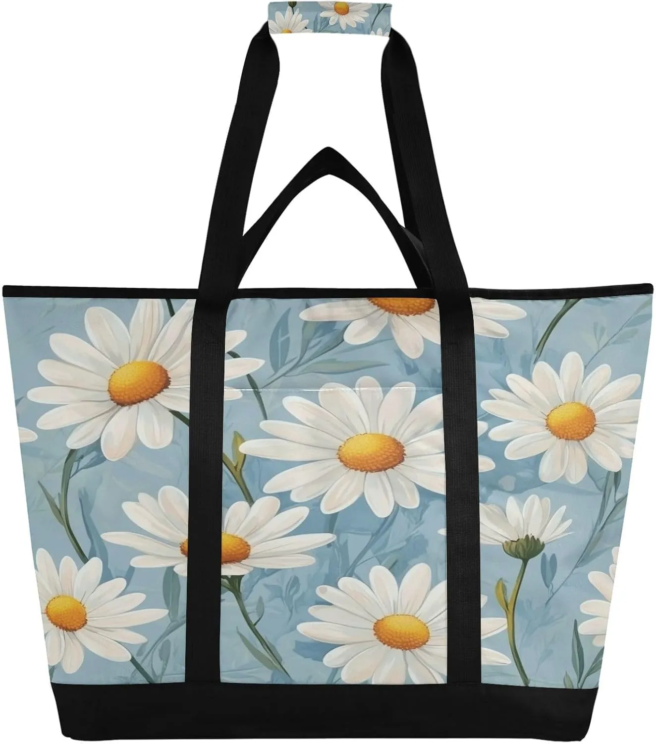 Daisy Reusable Insulated Lunchbox Cooler Bag, Leakproof Kitchen Grocery Bag Collapsible Portable Cooler Tote Bag for Picnic, Camping, Office, Travel