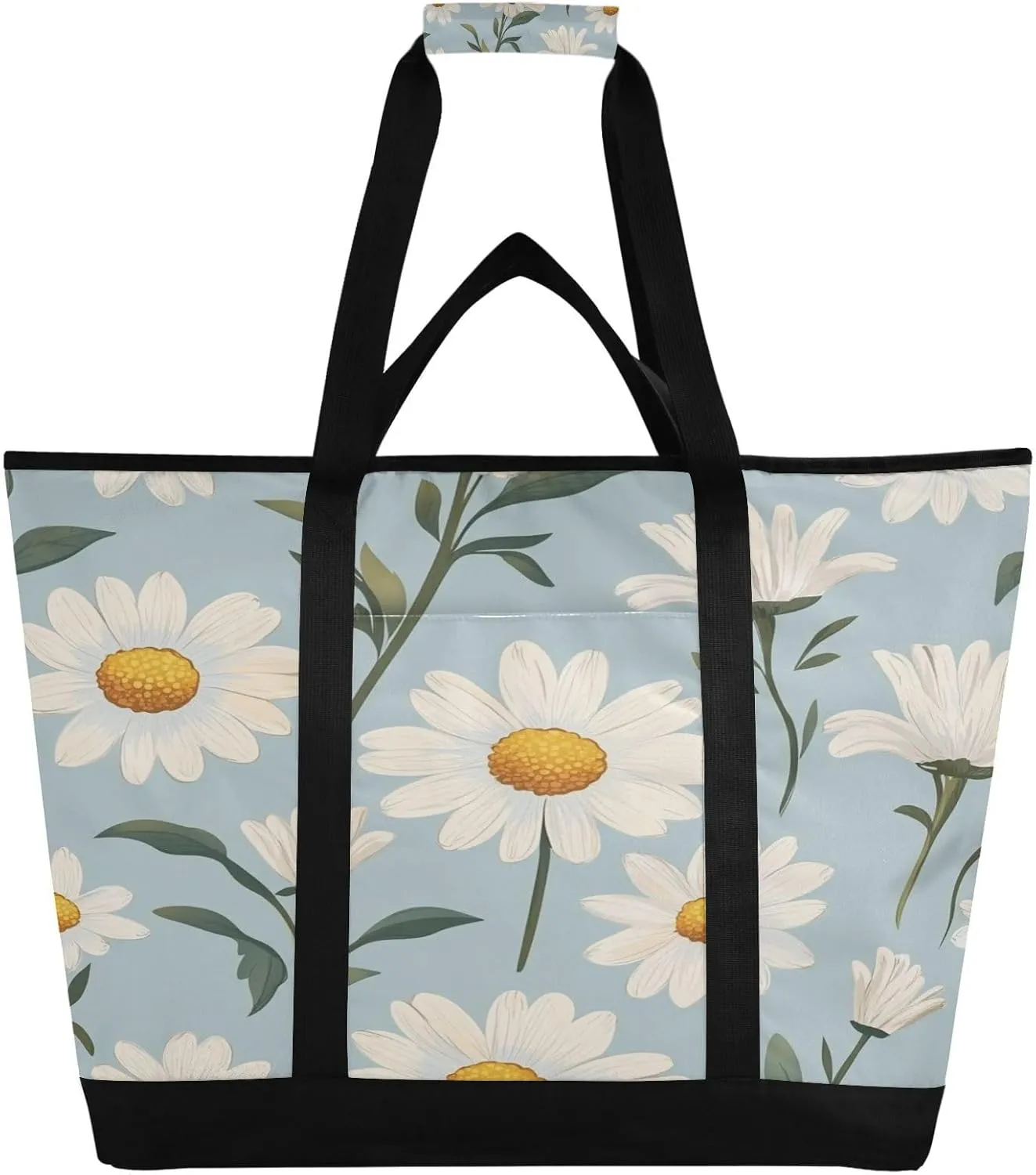 Daisy Reusable Insulated Lunchbox Cooler Bag, Leakproof Kitchen Grocery Bag Collapsible Portable Cooler Tote Bag for Picnic, Camping, Office, Travel