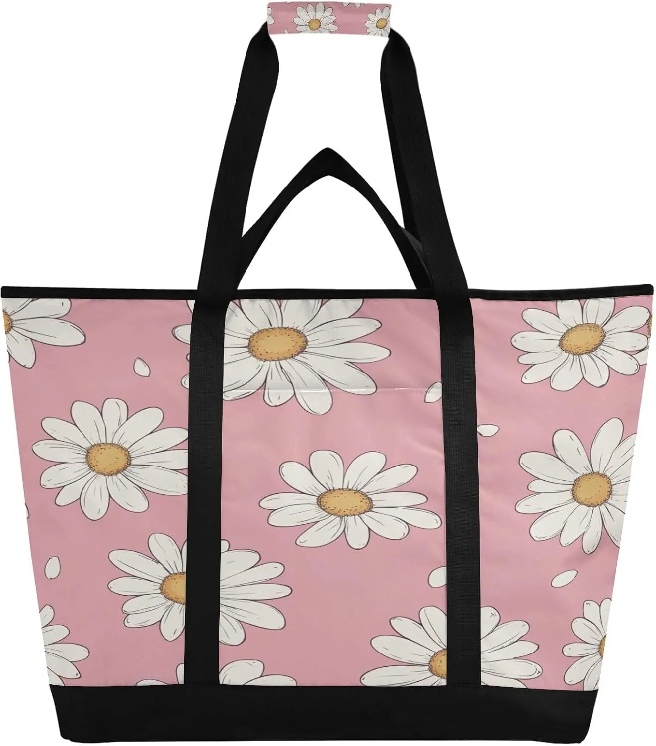 Daisy Reusable Insulated Lunchbox Cooler Bag, Leakproof Kitchen Grocery Bag Collapsible Portable Cooler Tote Bag for Picnic, Camping, Office, Travel