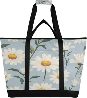 Daisy Reusable Insulated Lunchbox Cooler Bag, Leakproof Kitchen Grocery Bag Collapsible Portable Cooler Tote Bag for Picnic, Camping, Office, Travel